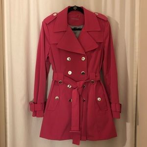 Calvin Klein Trench Rain Coat in Hot Pink